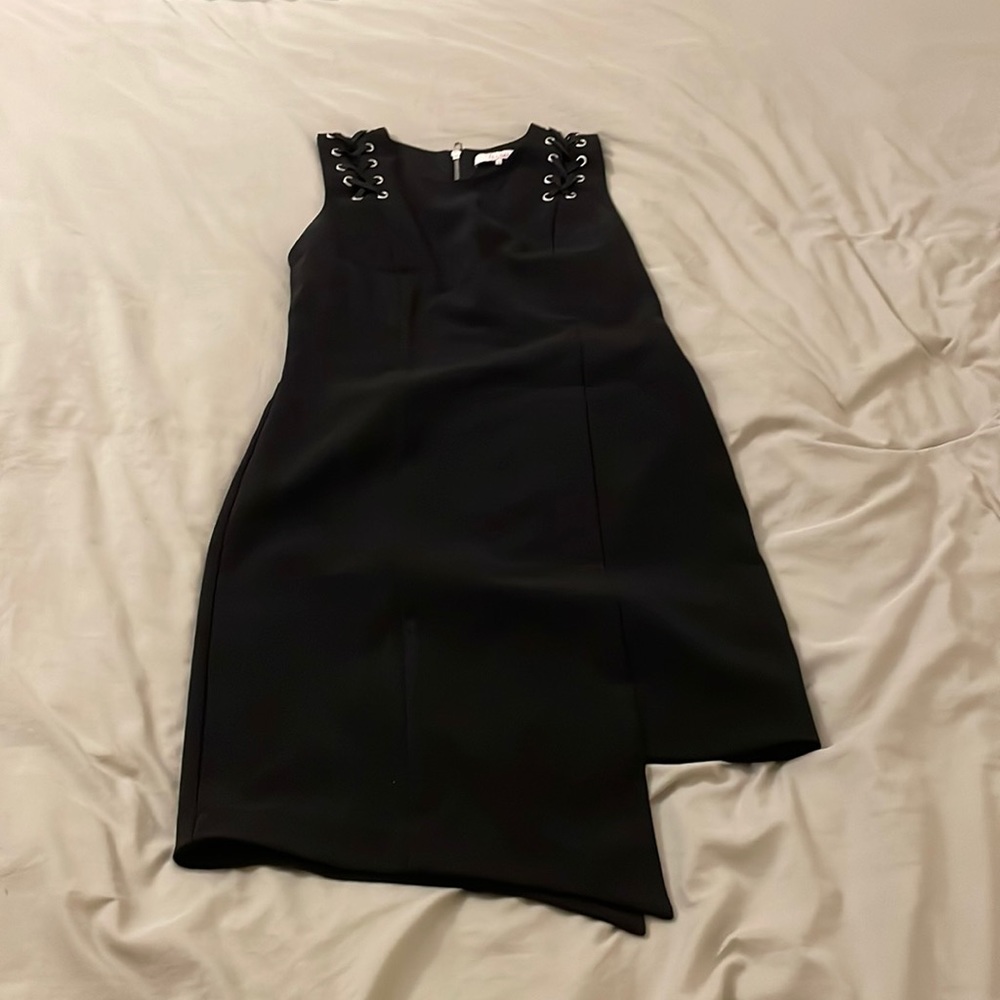 Black, asymmetrical Parker dress